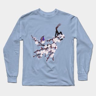 Japanese sakura blossoms and bird Long Sleeve T-Shirt